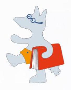Lesewolf Lupe mit Buch